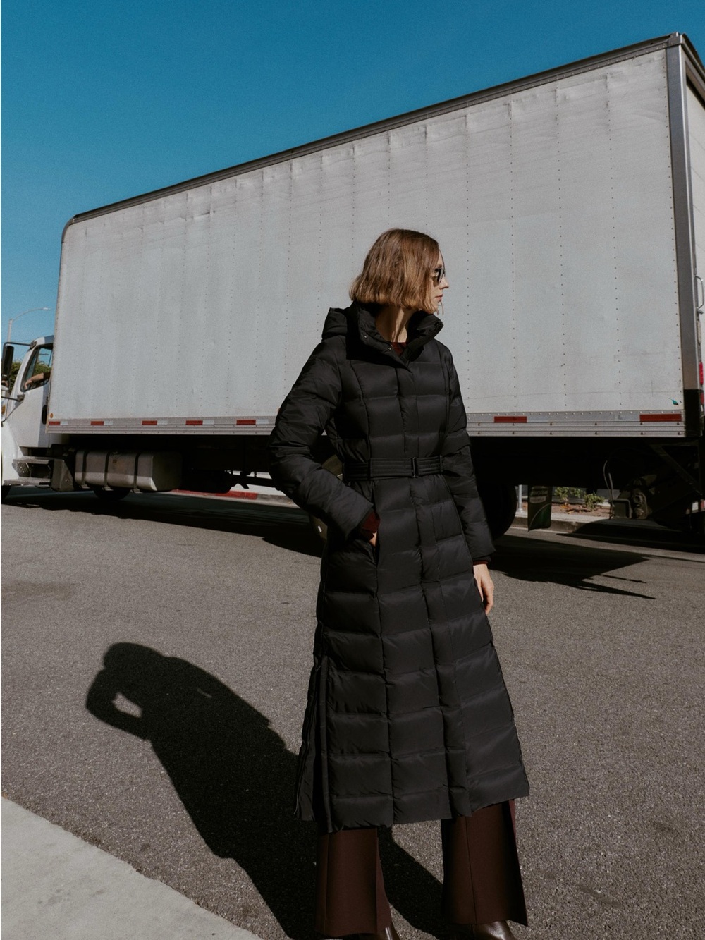 Zara Long Black Quilted Hooded Puffer Coat